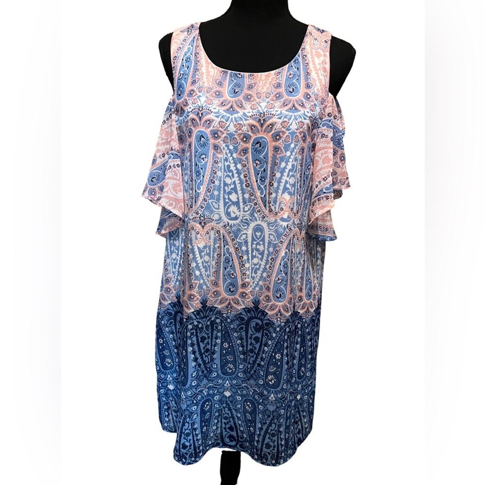 Love Reign Chiffon Drop Sleeve Shift Dress (L)